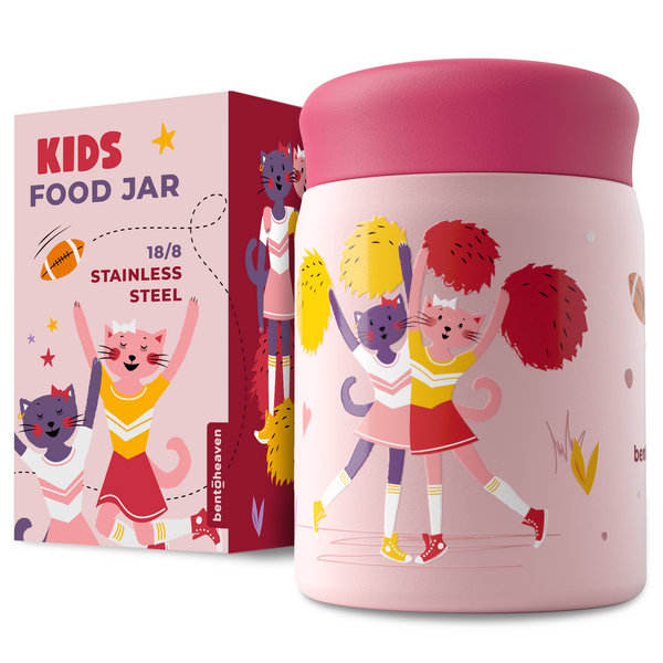 Kids Food Jar - Cheerleader Cats