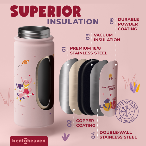 Kids Insulated Bottle - Cheerleader Cats