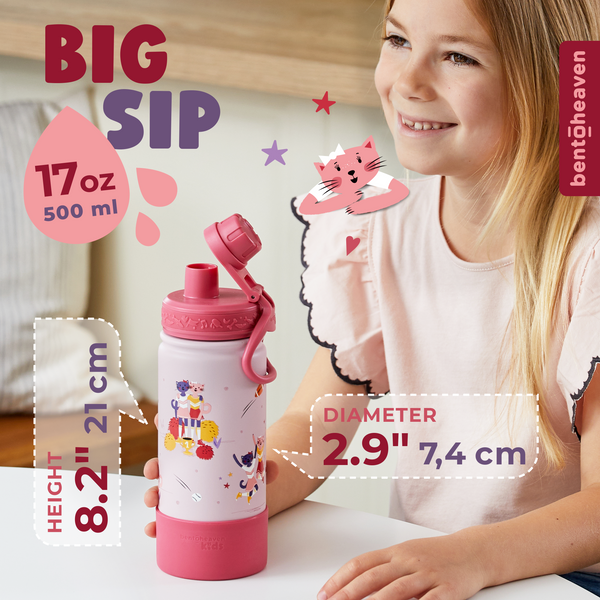 Kids Insulated Bottle - Cheerleader Cats