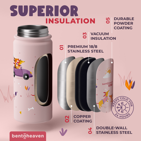 Kids Insulated Bottle - Cruising Dogs
