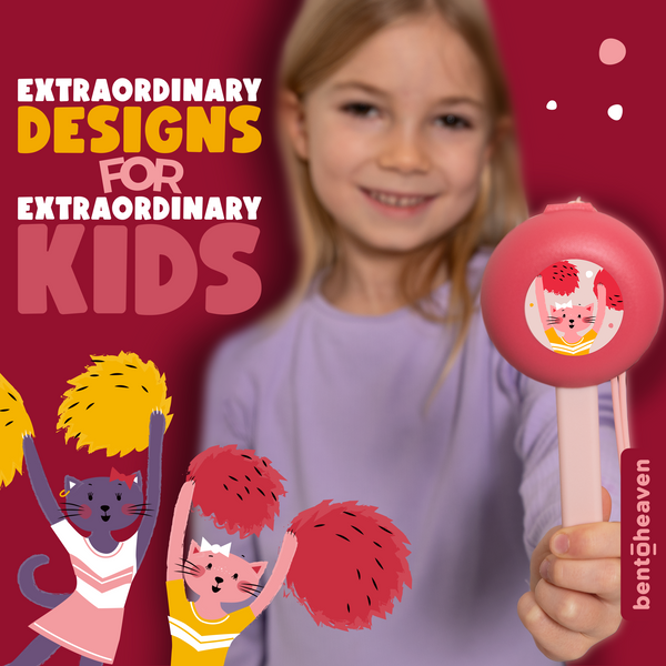 Kids Travel Utensils - Cheerleader Cats