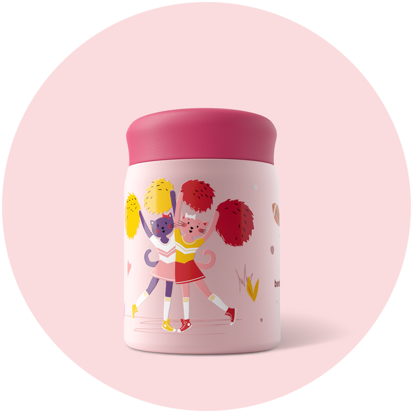 Kids Food Jar - Cheerleader Cats